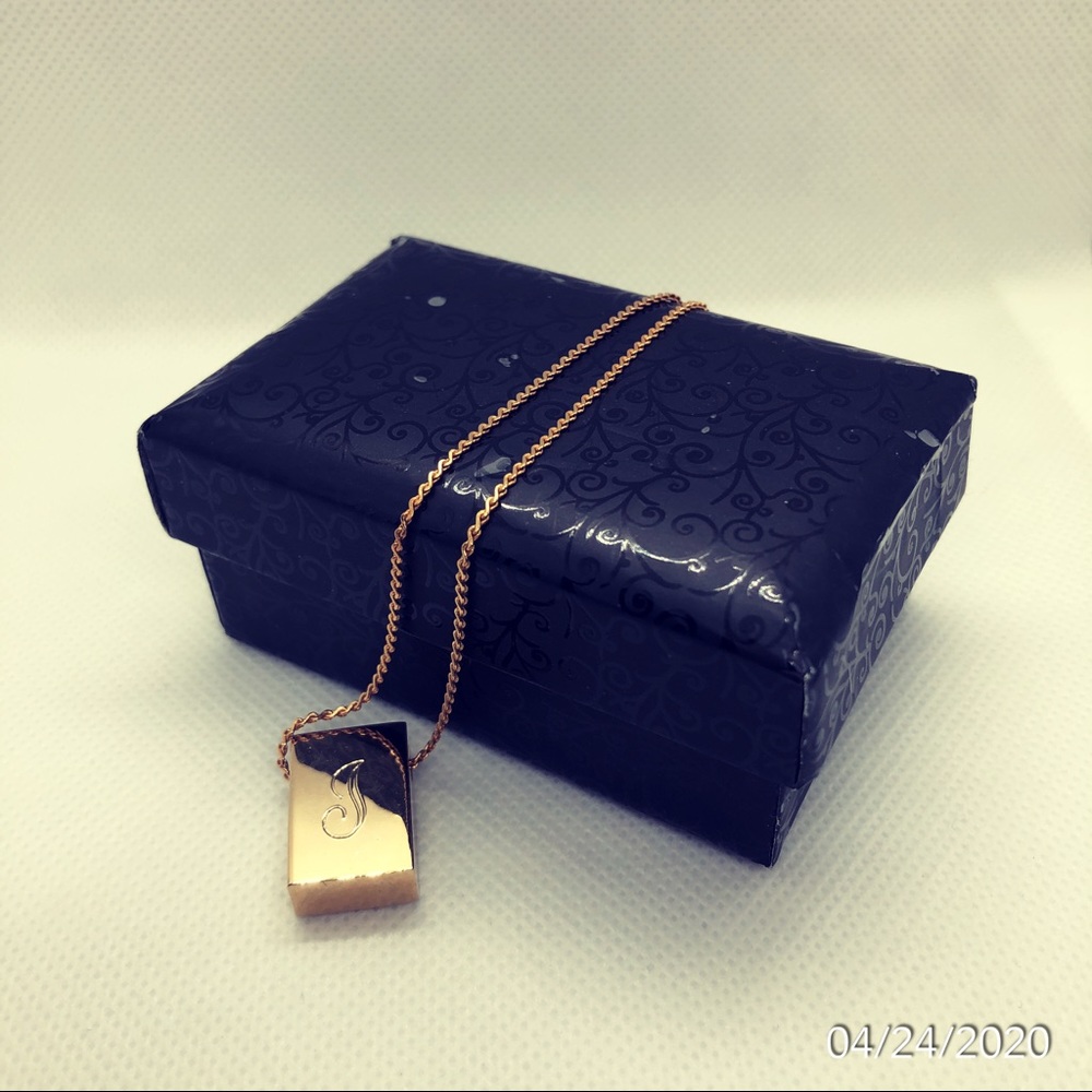 Initial J necklace, Gold filled